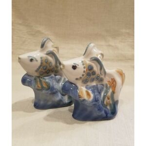Pair Of 2 Vintage Koi Fish Figurines Marked. 3.75" Tall